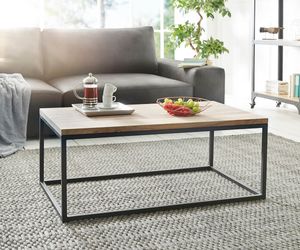 DELIFE Couchtisch Tatius 100x57 Sheesham Natur Industrial Optik, Couchtische