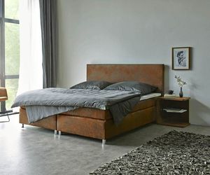 DELIFE Boxspringbett Cloud 180x200 cm Braun Topper und Matratze Microvelours, Boxspringbetten