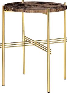 Gubi - TS Couchtisch Ø 40 cm, Messing / Marmor braun