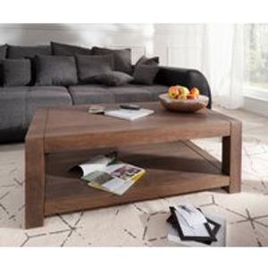 DELIFE Couchtisch Indra Akazie Braun 120x70 Massivholz Ablage, Couchtische