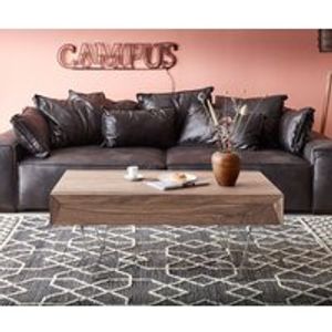 DELIFE Couchtisch Wyatt 115x60 cm Sheesham Natur Edelstahl, Couchtische