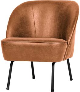 Cocktailsessel in Cognac Braun Recyclingleder 4-Fuß Gestell aus Metall