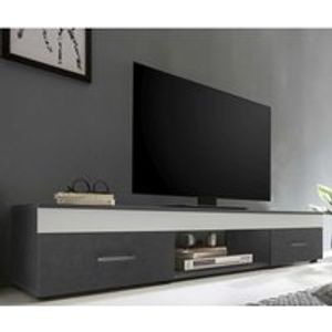 TV Sideboard in Weiß und Dunkelgrau 160 cm breit