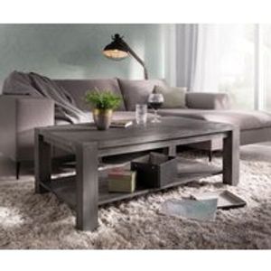 DELIFE Couchtisch Indra Akazie Platin 120x70 Ablage Massivholz, Couchtische
