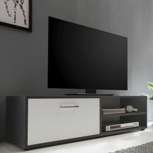 Phonomöbel in Dunkelgrau und Weiß 120 cm breit