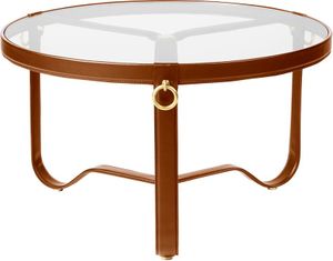 Gubi - Adnet Couchtisch, Ø 70 cm, Leder braun