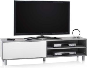 TV Board in Beton Grau und Weiß 160 cm breit