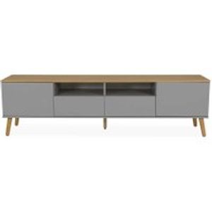 TV Möbel in Grau und Eiche furniert Skandi Design