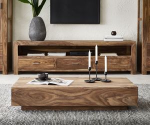 DELIFE Couchtisch Indra Sheesham Natur 115x55 cm Massivholz, Couchtische