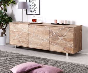 DELIFE Designer-Sideboard Wyatt 175 cm Sheesham Natur 3 Türen, Sideboards
