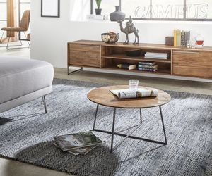 DELIFE Couchtisch Leandra 60x60 cm Teak Natur Metallgestell, Couchtische