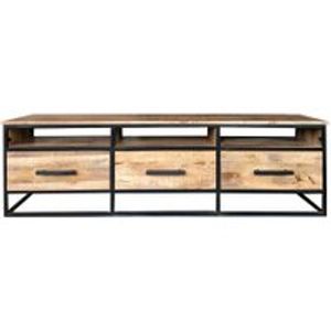 TV Board aus Mangobaum Massivholz und Eisen 170 cm breit