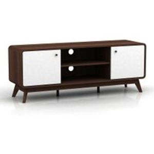 TV Unterschrank in Weiß und Walnussfarben Skandi Design