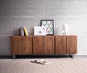DELIFE Sideboard Live-Edge 220 cm Akazie Braun massiv 6 Türen, Sideboards, Baumkantenmöbel, Massivholzmöbel, Massivholz, Baumkante, Wolf Live Edge