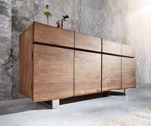 DELIFE Sideboard Live-Edge 172 cm Akazie Braun 4 Türen 4 Schübe, Sideboards, Baumkantenmöbel, Massivholzmöbel, Massivholz, Baumkante, Wolf Live Edge