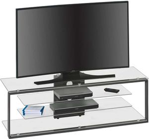 TV Lowboard in Anthrazit Stahl und Sicherheitsglas