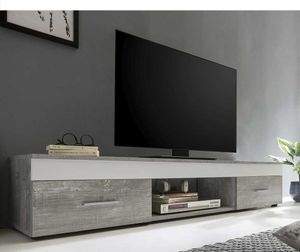 TV Unterschrank in Weiß Beton Grau 160 cm breit
