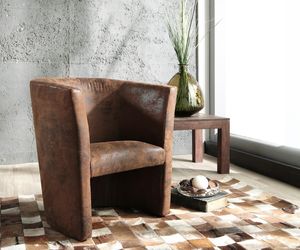 DELIFE Sessel Goya Braun Lounge Chair gepolstert Vintage Optik, Cocktailsessel