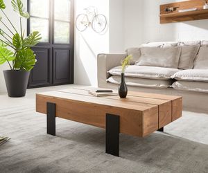 DELIFE Couchtisch Neluna 100x61 cm Akazie Natur Massivholz, Couchtische