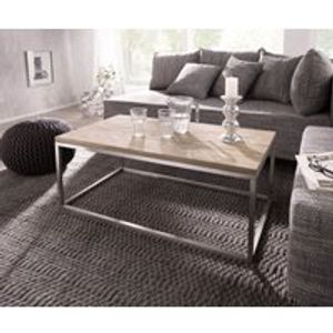 DELIFE Couchtisch Tatius 100x57 Champagner Natur Gestell Edelstahl, Couchtische