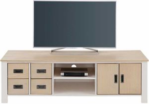 Fernsehtisch in Weiß Kiefer massiv Skandi Design