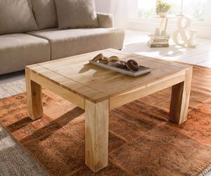DELIFE Couchtisch Indra Akazie Natur 80x80 cm Massivholz, Couchtische